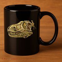 T-Rex Skull Skeleton Head 11oz C Handle Ceramic Mug
