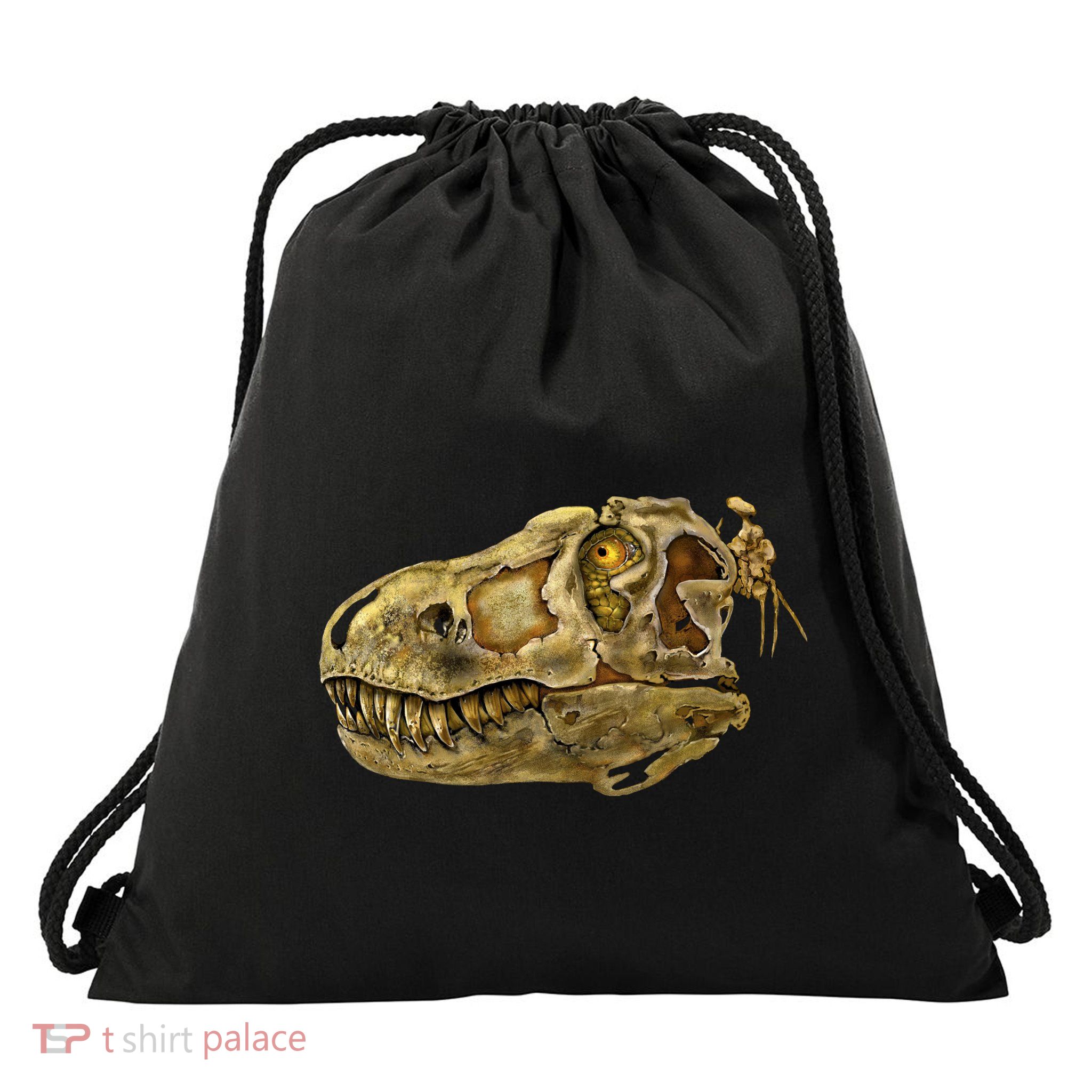 T-Rex Skull Skeleton Head Drawstring Bag