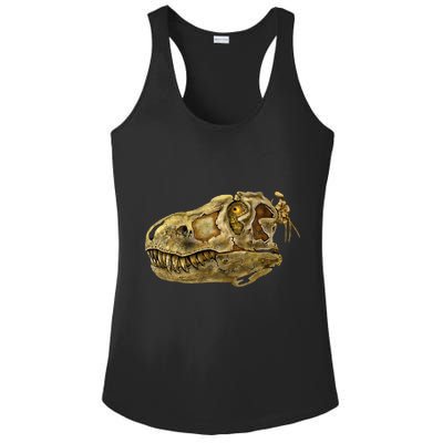 T-Rex Skull Skeleton Head Ladies PosiCharge Competitor Racerback Tank