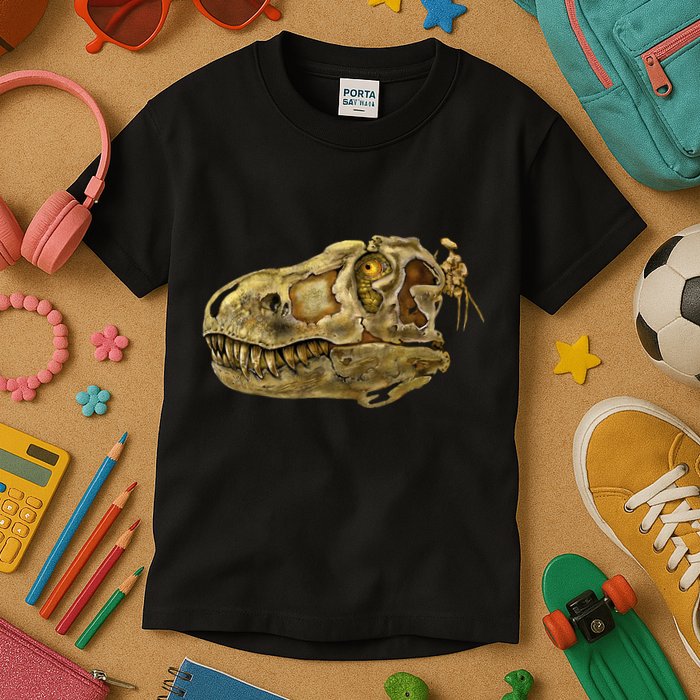 T-Rex Skull Skeleton Head Kids T-Shirt