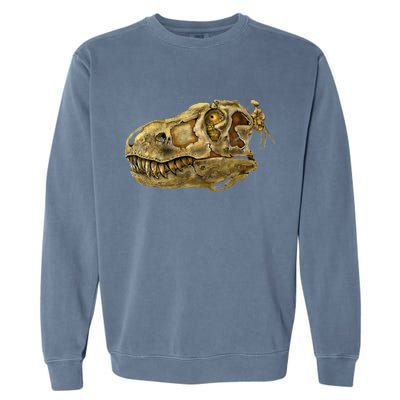 T-Rex Skull Skeleton Head Garment-Dyed Sweatshirt