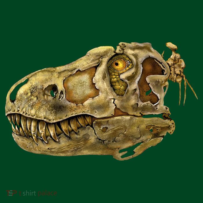 T-Rex Skull Skeleton Head Button