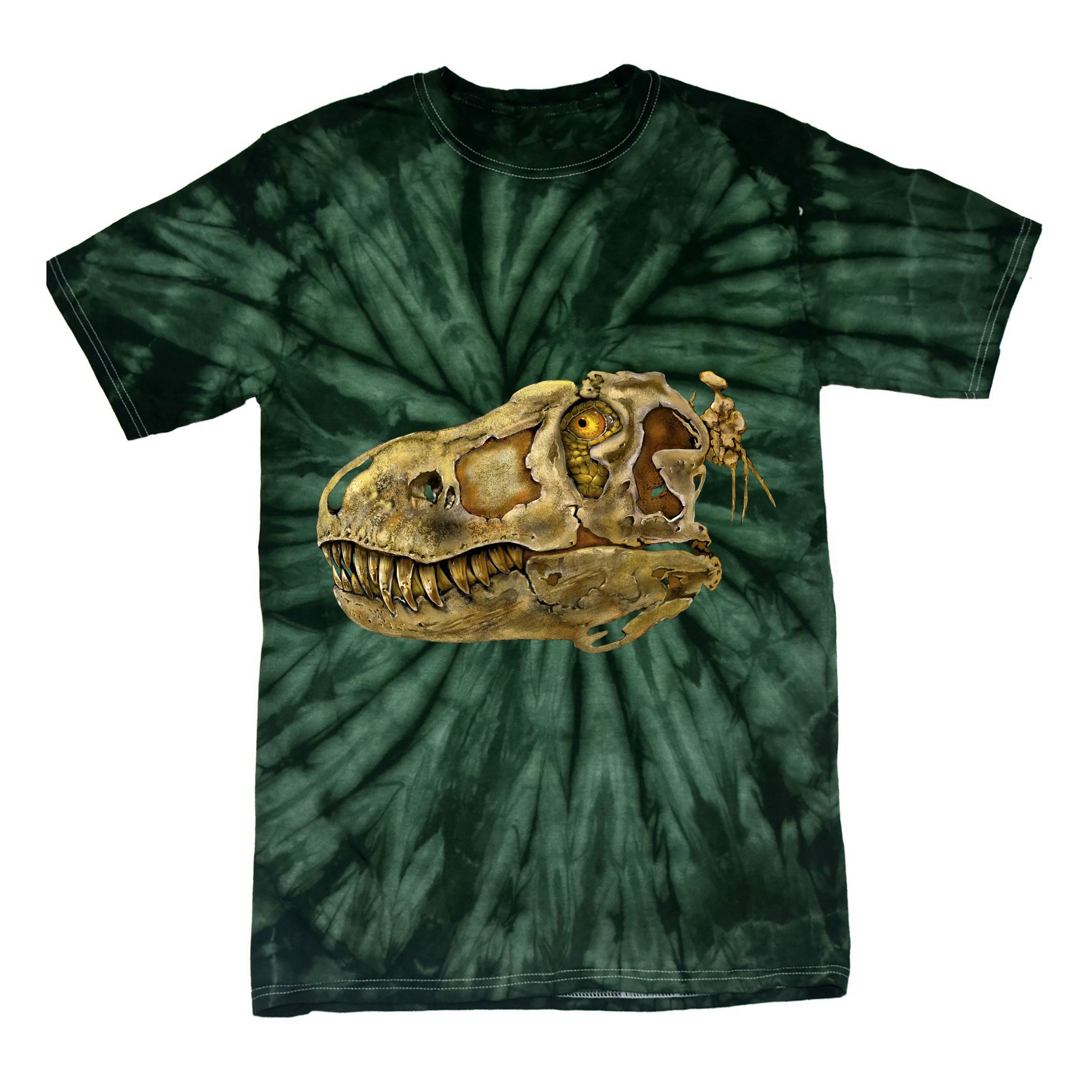T-Rex Skull Skeleton Head Tie-Dye T-Shirt