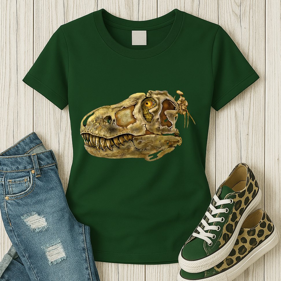 T-Rex Skull Skeleton Head Womens T-Shirt