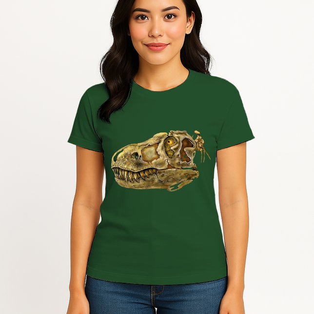 T-Rex Skull Skeleton Head Womens T-Shirt