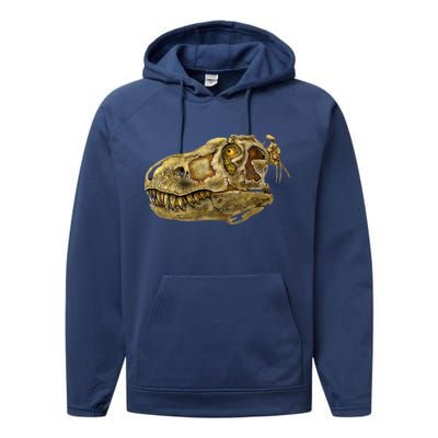 T-Rex Skull Skeleton Head Performance Fleece Hoodie