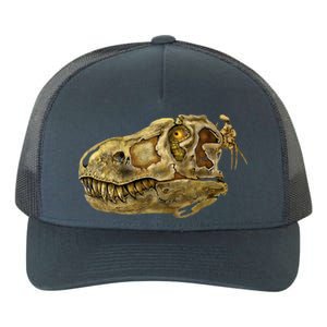 T-Rex Skull Skeleton Head Yupoong Adult 5-Panel Trucker Hat