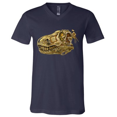 T-Rex Skull Skeleton Head V-Neck T-Shirt