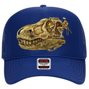 T-Rex Skull Skeleton Head High Crown Mesh Back Trucker Hat