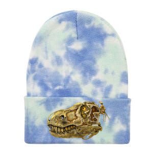 T-Rex Skull Skeleton Head Tie Dye 12in Knit Beanie