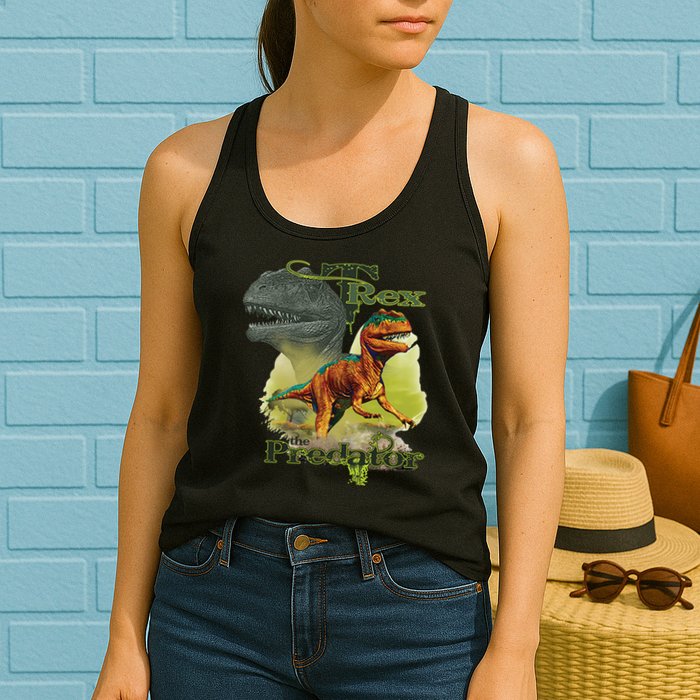 T-Rex The Predator 3D Puff Embossed Womens Tank Top