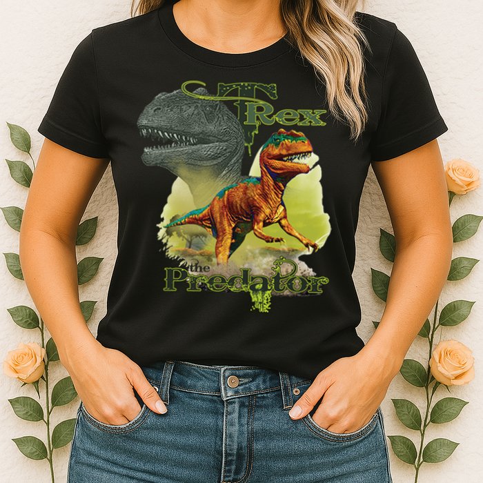 T-Rex The Predator 3D Puff Embossed Womens T-Shirt