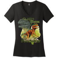 T-Rex The Predator 3D Puff Embossed Women's V-Neck T-Shirt