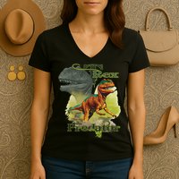 T-Rex The Predator 3D Puff Embossed Women's V-Neck T-Shirt