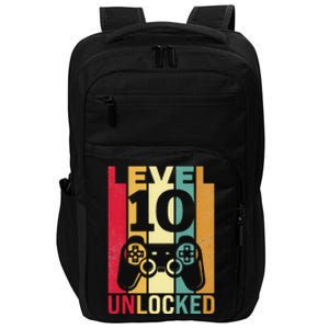 Ten 10yr 10 Birthday Son Funny Gamer 10th Years Old Impact Tech Backpack