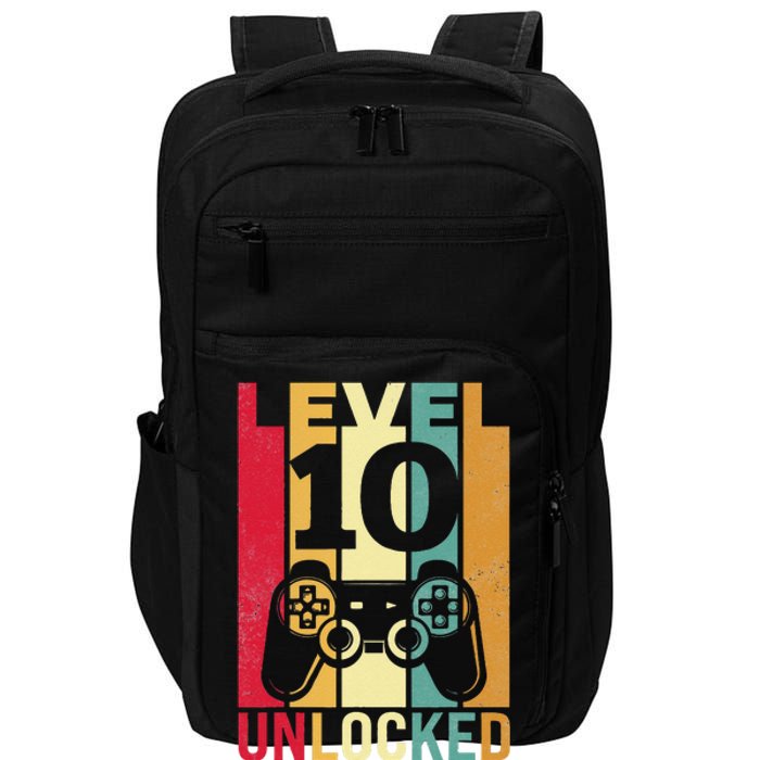 Ten 10yr 10 Birthday Son Funny Gamer 10th Years Old Impact Tech Backpack