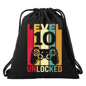 Ten 10yr 10 Birthday Son Funny Gamer 10th Years Old Drawstring Bag