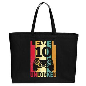 Ten 10yr 10 Birthday Son Funny Gamer 10th Years Old Cotton Canvas Jumbo Tote