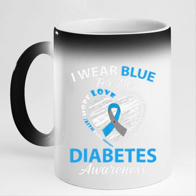 Type 1 2 In November We Wear Blue Diabetes Awareness 11oz Black Color Changing Mug