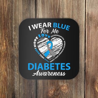 Type 1 2 In November We Wear Blue Diabetes Awareness Coaster