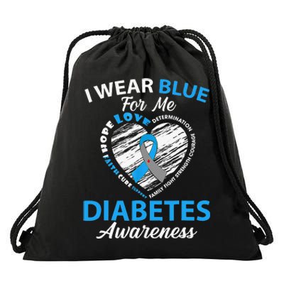 Type 1 2 In November We Wear Blue Diabetes Awareness Drawstring Bag