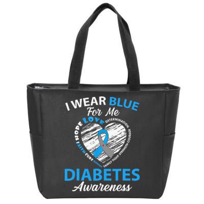 Type 1 2 In November We Wear Blue Diabetes Awareness Zip Tote Bag