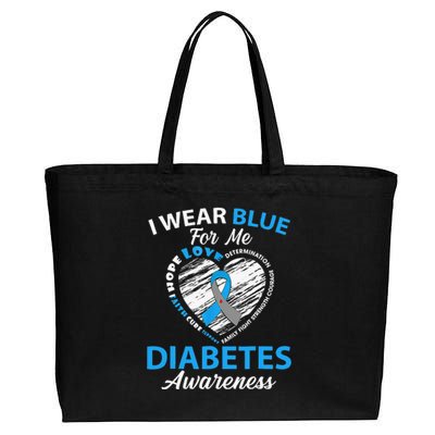 Type 1 2 In November We Wear Blue Diabetes Awareness Cotton Canvas Jumbo Tote