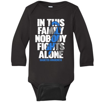 Type 1 2 Diabetes T1D T2D Awareness Support Ribbon Baby Long Sleeve Bodysuit