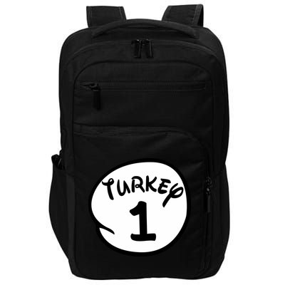 Turkey 1 2 3 Funny Thanksgiving Matching Impact Tech Backpack