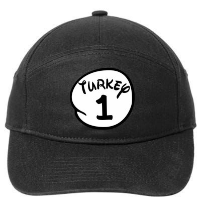 Turkey 1 2 3 Funny Thanksgiving Matching 7-Panel Snapback Hat