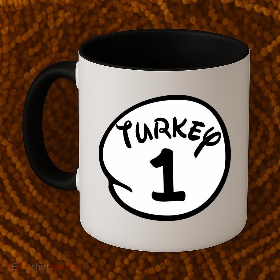 Turkey 1 2 3 Funny Thanksgiving Matching Mug