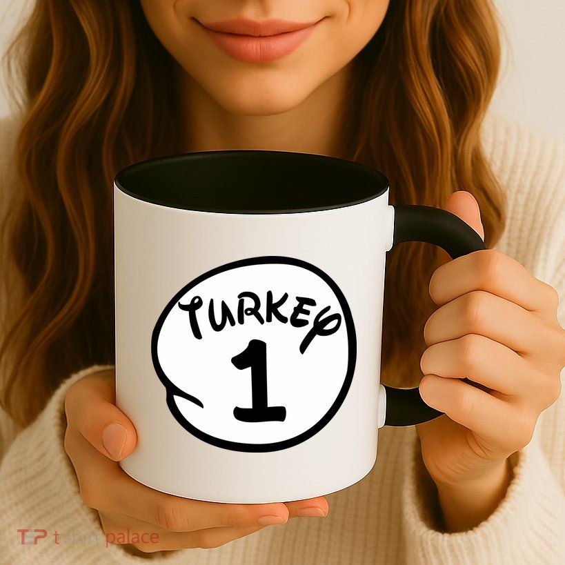 Turkey 1 2 3 Funny Thanksgiving Matching Mug