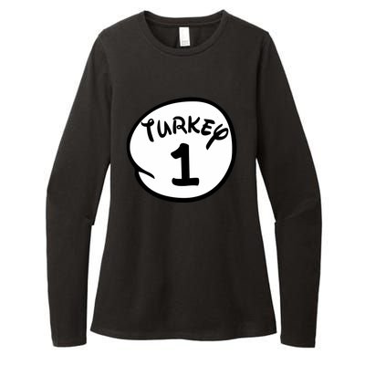 Turkey 1 2 3 Funny Thanksgiving Matching Womens CVC Long Sleeve Shirt