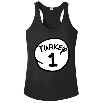 Turkey 1 2 3 Funny Thanksgiving Matching Ladies PosiCharge Competitor Racerback Tank