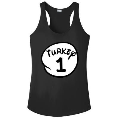 Turkey 1 2 3 Funny Thanksgiving Matching Ladies PosiCharge Competitor Racerback Tank