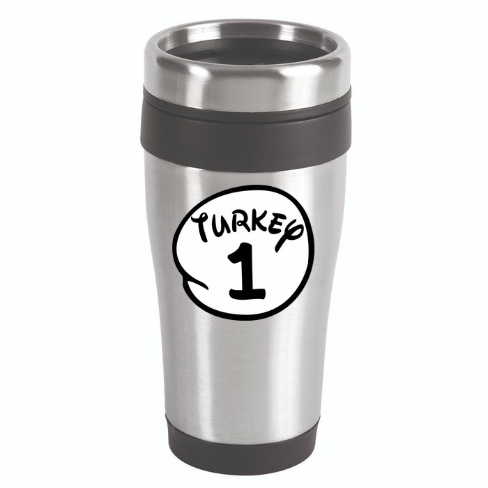 Turkey 1 2 3 Funny Thanksgiving Matching 16oz Travel Tumbler