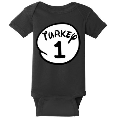 Turkey 1 2 3 Funny Thanksgiving Matching Baby Bodysuit