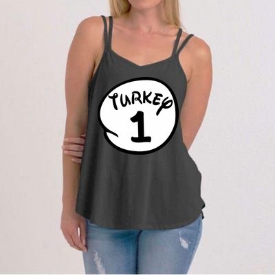 Turkey 1 2 3 Funny Thanksgiving Matching Women's Strappy Tank