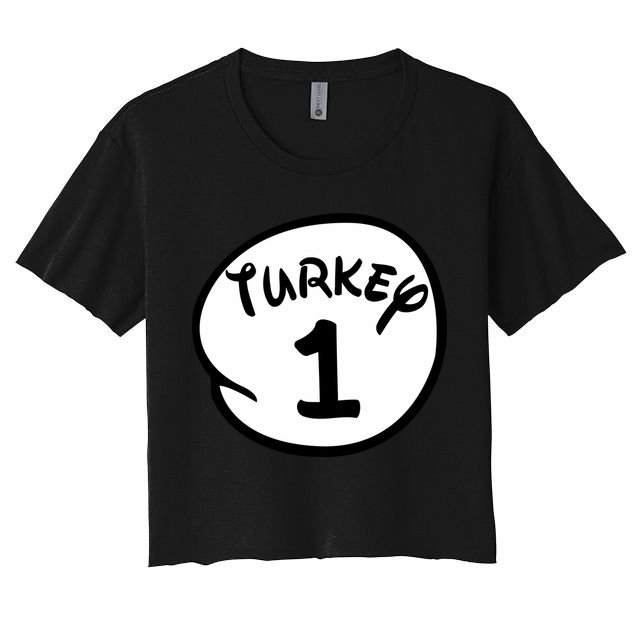 Turkey 1 2 3 Funny Thanksgiving Matching Crop Top