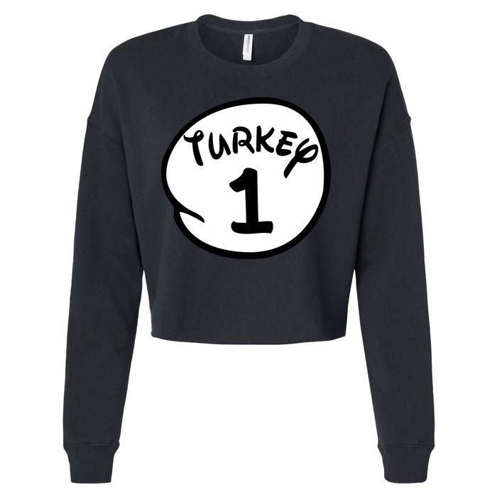 Turkey 1 2 3 Funny Thanksgiving Matching Cropped Pullover Crew