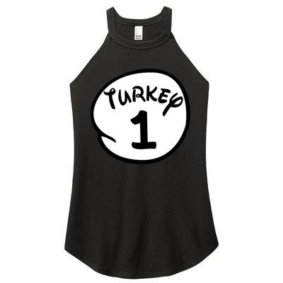 Turkey 1 2 3 Funny Thanksgiving Matching Women's Perfect Tri Rocker Tank