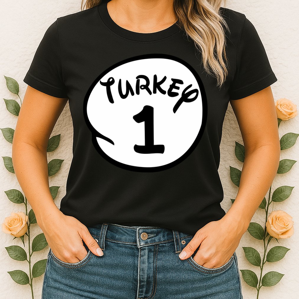 Turkey 1 2 3 Funny Thanksgiving Matching Womens T-Shirt
