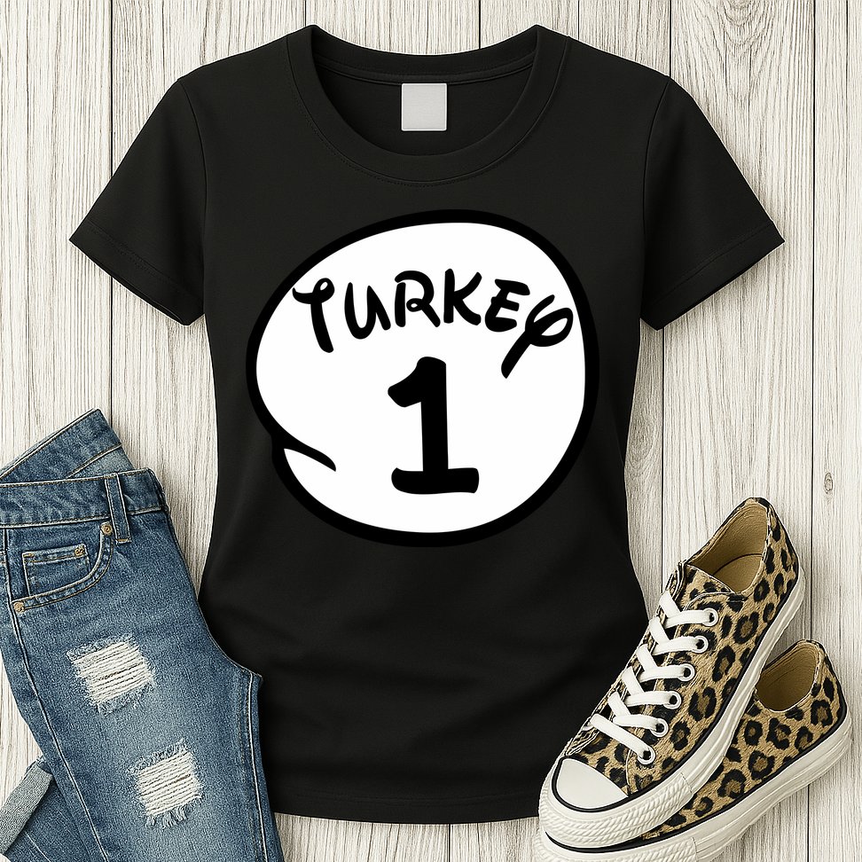 Turkey 1 2 3 Funny Thanksgiving Matching Womens T-Shirt