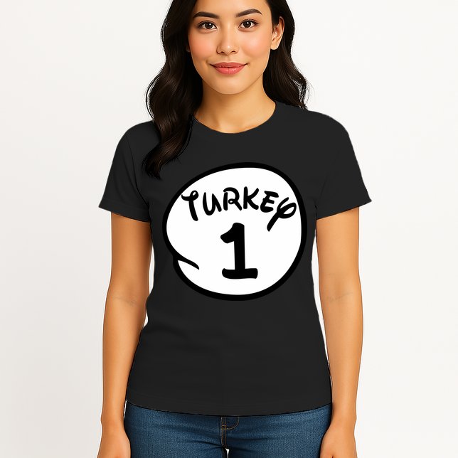 Turkey 1 2 3 Funny Thanksgiving Matching Womens T-Shirt