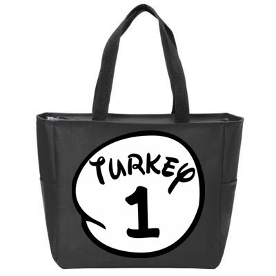 Turkey 1 2 3 Funny Thanksgiving Matching Zip Tote Bag