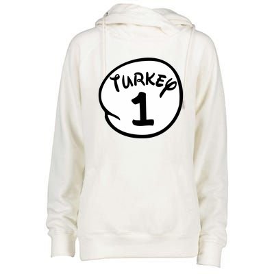 Turkey 1 2 3 Funny Thanksgiving Matching Womens Funnel Neck Pullover Hood