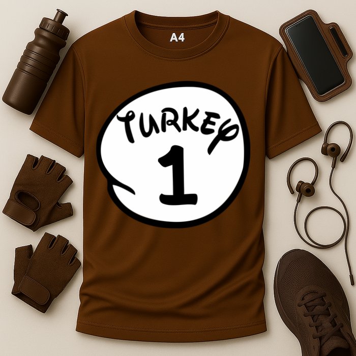 Turkey 1 2 3 Funny Thanksgiving Matching Performance Shirt
