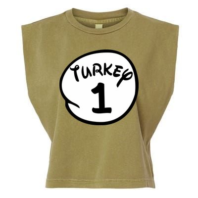 Turkey 1 2 3 Funny Thanksgiving Matching Garment-Dyed Women's Muscle Tee