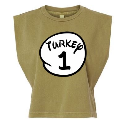 Turkey 1 2 3 Funny Thanksgiving Matching Garment-Dyed Women's Muscle Tee