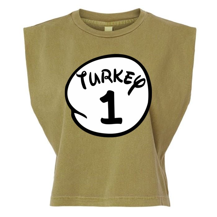 Turkey 1 2 3 Funny Thanksgiving Matching Garment-Dyed Women's Muscle Tee